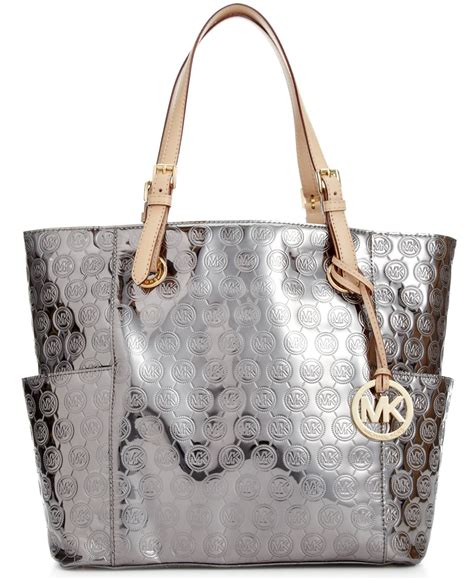 black shiny michael kors bag|michael kors silver purses.